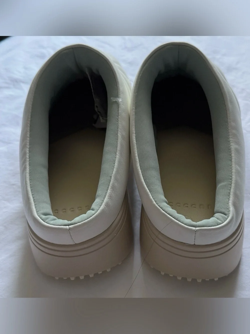 NEW 4CCCCEES Women's Cream Leather Platform Ivory Clogs Size 41 (US10)